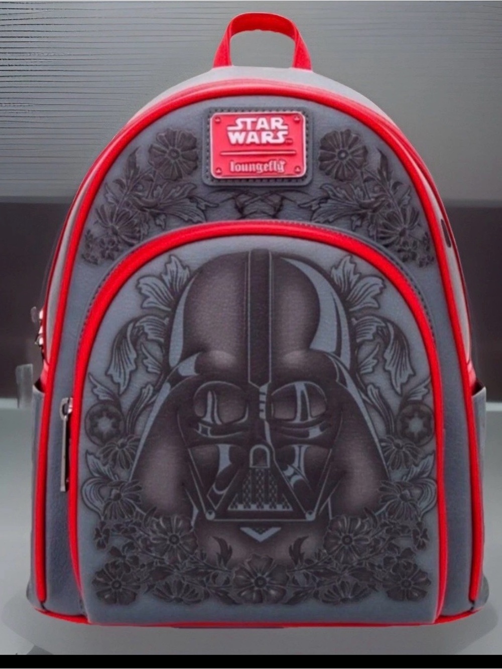 NEW w Tag Loungefly Star Wars Charcoal Gray DARTH VADER Embossed Floral Backpack